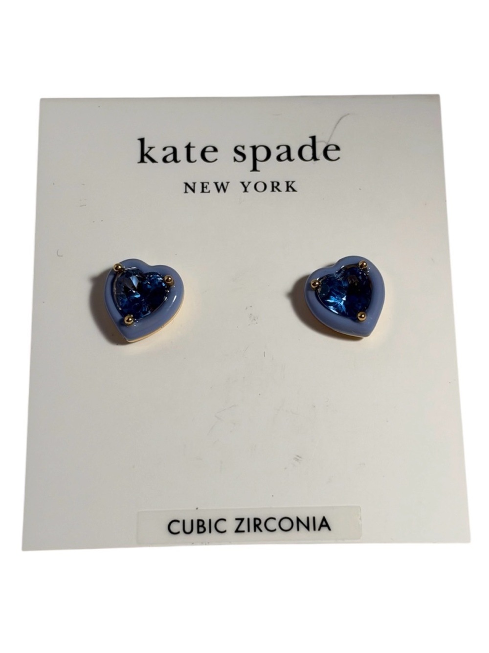 Kate Spade New York Blue Heart Cubic Zirconia Stud Earrings - NWT **